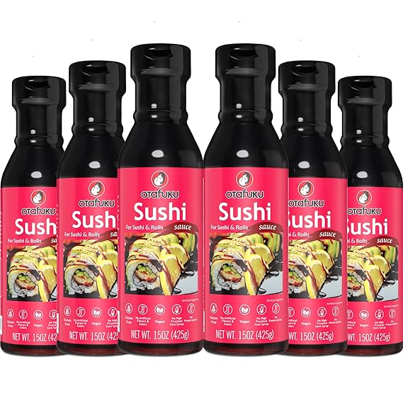 Otafuku Sushi Eel Sauce for Sushi Rolls, Japanese Unagi Sauce Gluten Free, 15 Oz (6 Pack)