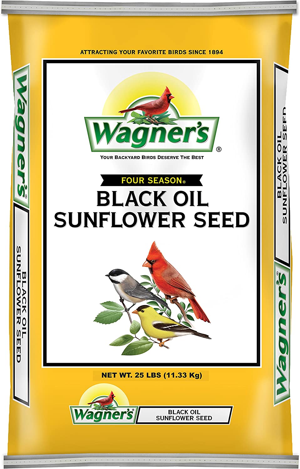 Wagner's 76027 Black Oil Sunflower Wild Bird Food, 25-Pound Bag