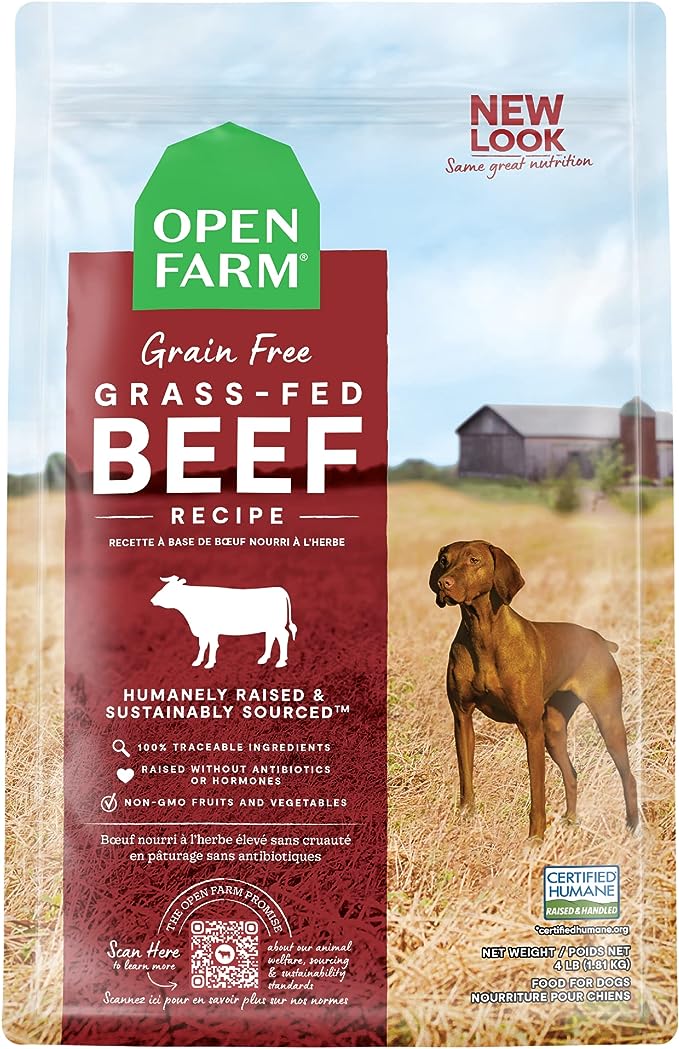 Open Farm Grass-Fed Beef Grain-Free Dry Dog Food, 100% Humanely Raised Wagyu Recipe with Non-GMO Superfoods and No Artificial Flavors or Preservatives, 22 lbs