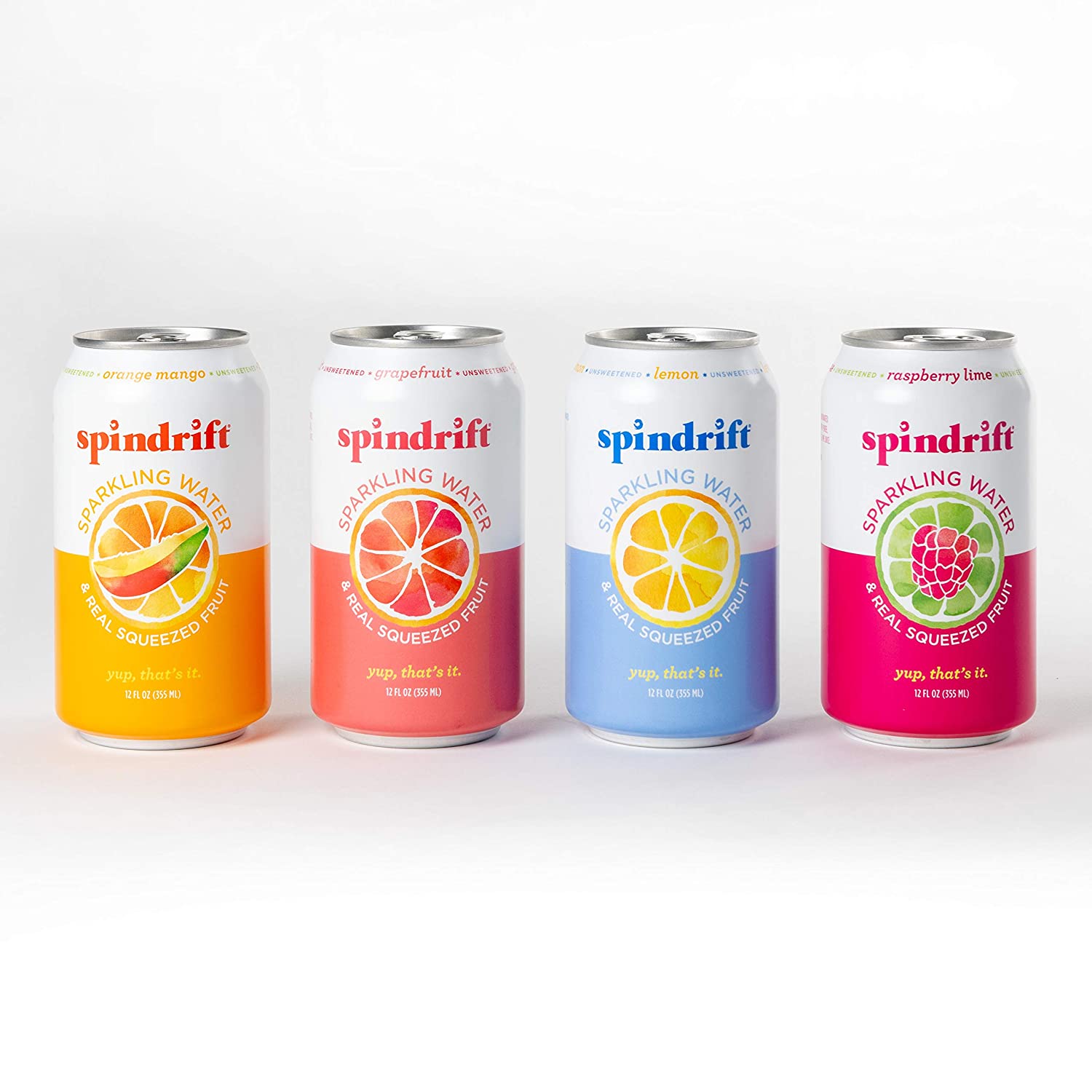 Spindrift Sparkling Water, 4 Flavor Variety Pack, Made with Real Squeezed Fruit, 12 Fl Oz (Pack of 20)