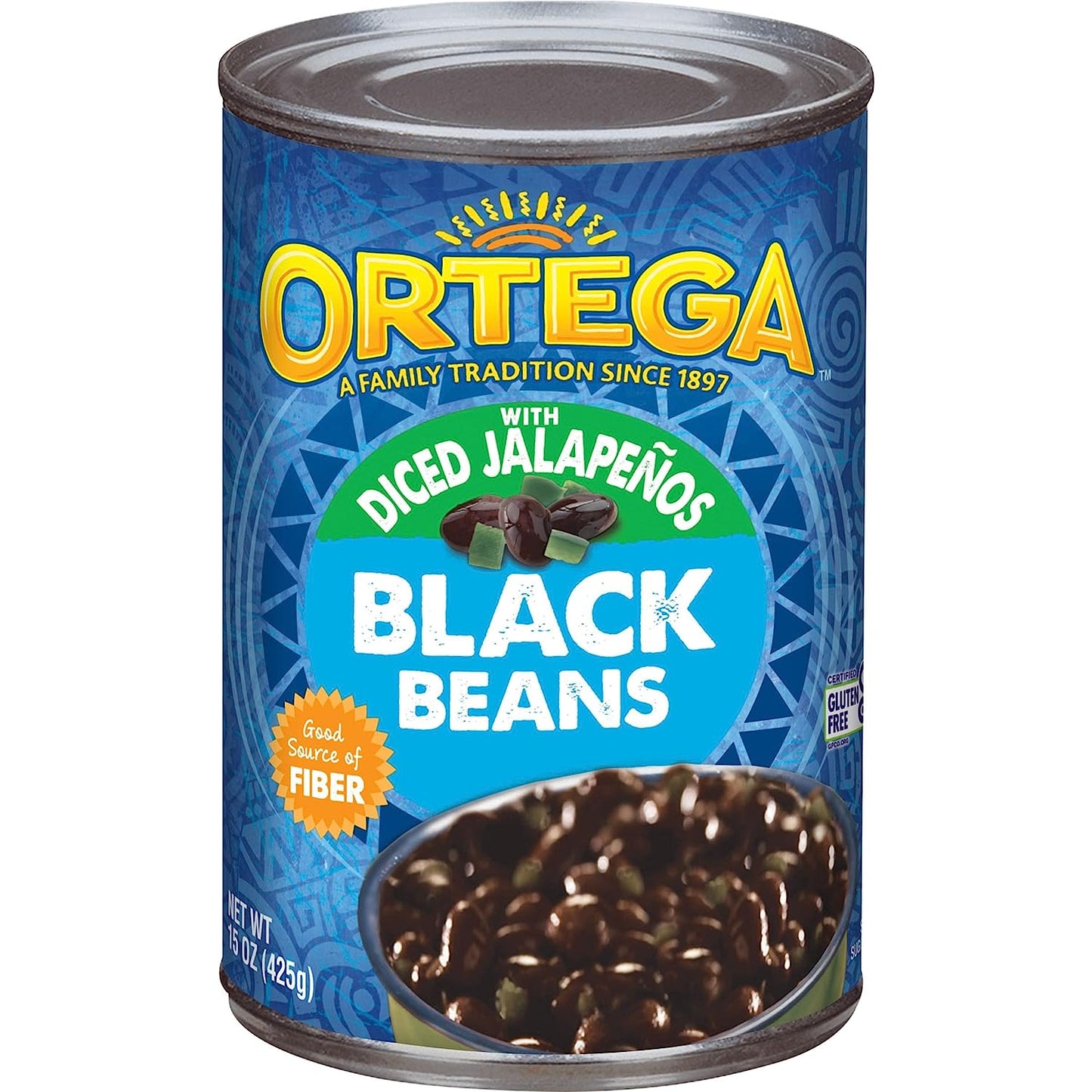 Ortega Black Beans, With Diced Jalapenos, 15 Ounce (Pack of 12)