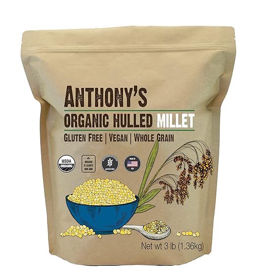 Anthony's Organic Hulled Millet, 3 lb, Gluten Free, Raw & Grown in USA