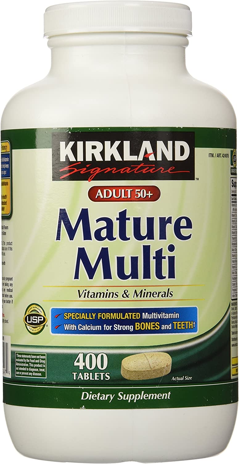 Kirkland Signature Adults, 50 plus Mature Multi Vitamins & Minerals, 400-Count Tablets
