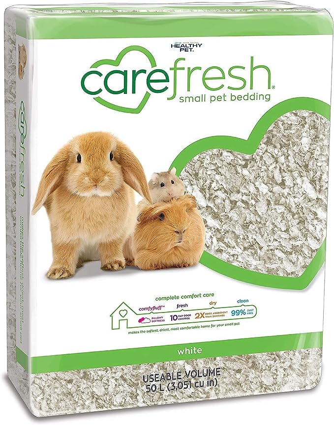 carefresh 99% Dust Free White Natural Paper Small Pet Bedding with Odor Control, 50 L