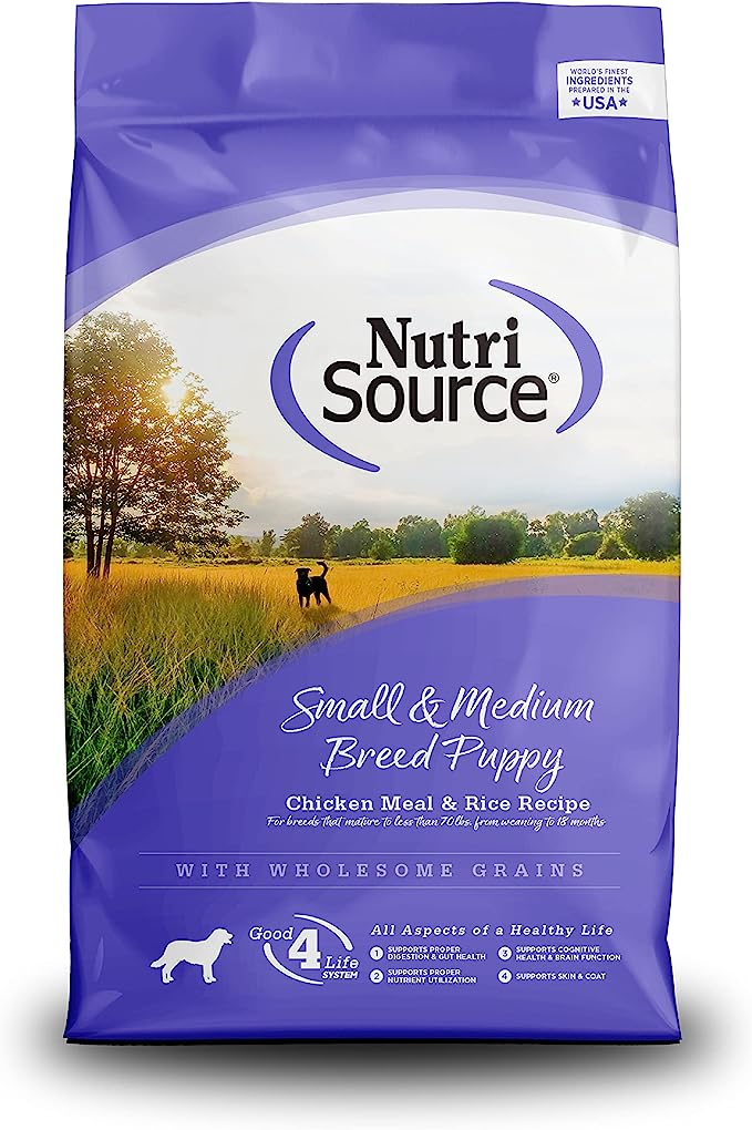 NutriSource Puppy Food, Made with Chicken Meal and Rice, Small Breed, with Wholesome Grains, 30LB, Dry Dog Food