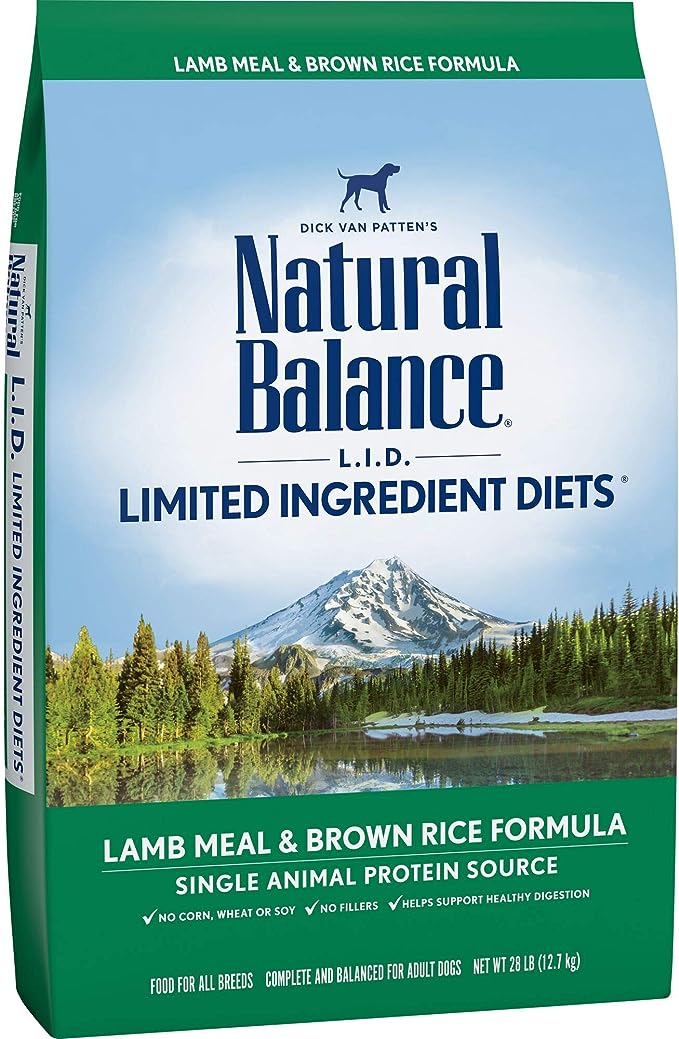 Natural Balance L.I.D. Limited Ingredient Diets Dry Dog Food with Grains, Lamb Meal & Brown Rice Formula, 28 Pounds