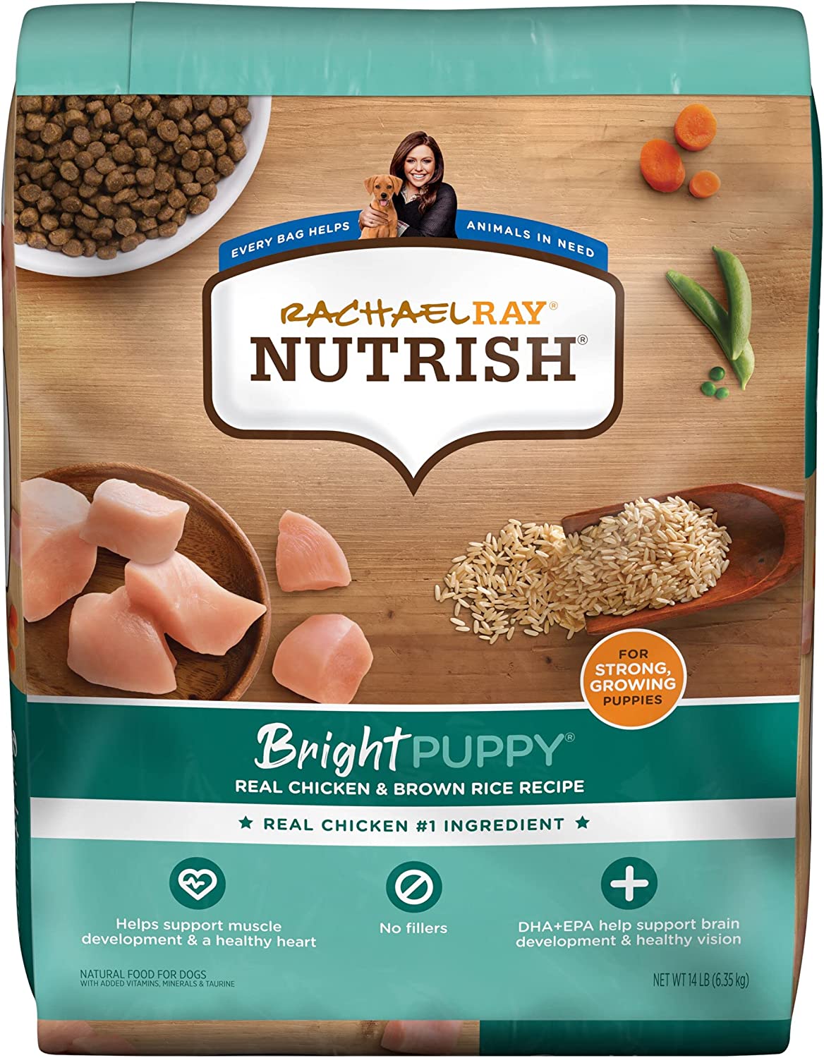 Rachael Ray Nutrish Bright Puppy Premium Natural Dry Dog Food, Real Chicken & Brown Rice Recipe, 14 Pounds (Packaging May Vary)