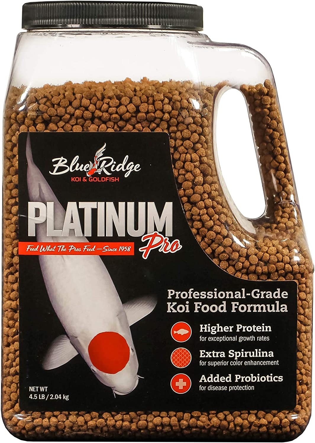 Blue Ridge Fish Food [4.5lb], Platinum Professional Formula 3/16" Floating Pellet, Koi and Goldfish