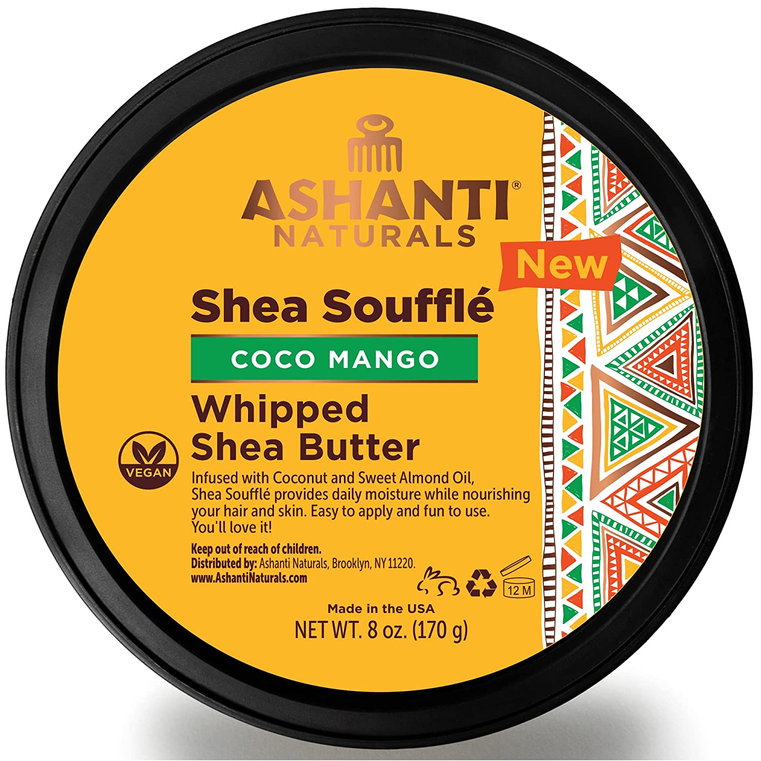 Ashanti Naturals Scented Whipped Shea Butter | Unrefined Shea Butter from Ghana, Coconut and Almond Oil (Coco Mango Souffle, 8 oz)