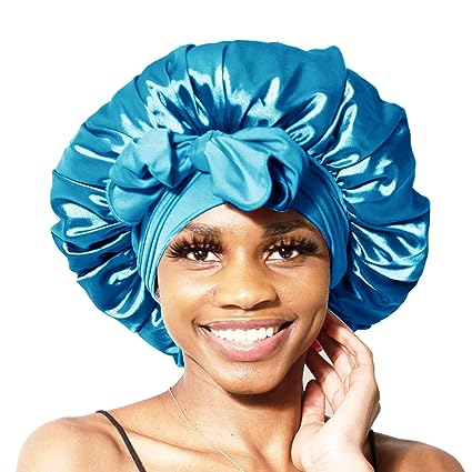 Bonnet Queen Satin Bonnet Silk Bonnet for Sleeping Hair Bonnet Adjustable Bonnet Sleep Bonnet Night Cap Bonette for Women Curly Hair Aqua