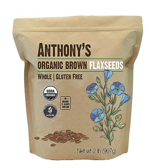 food Anthony's Organic Brown Whole Flaxseed, 2 lb, Batch Tested and Gluten Free, Raw, Non GMO, Sproutable, Keto Friendly