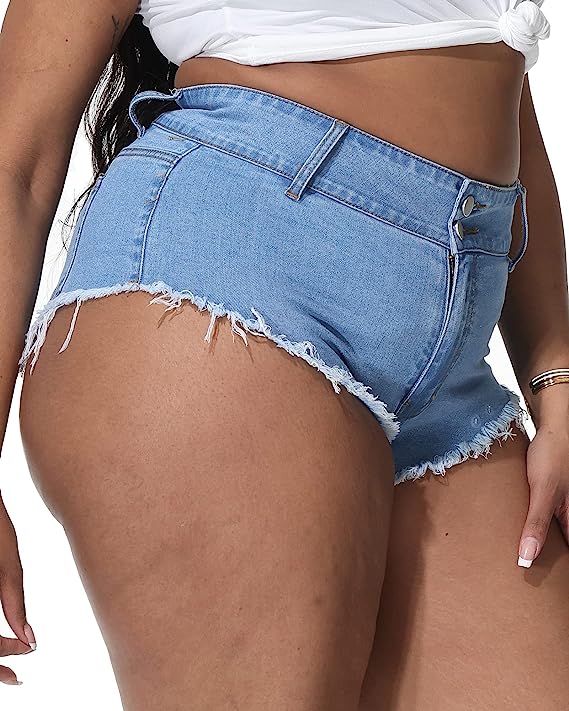 Gboomo Women's Plus Size Jean Shorts Sexy Cut Off Denim High Waisted Raw Hem Hot Pants Stretchy Booty Clubwear