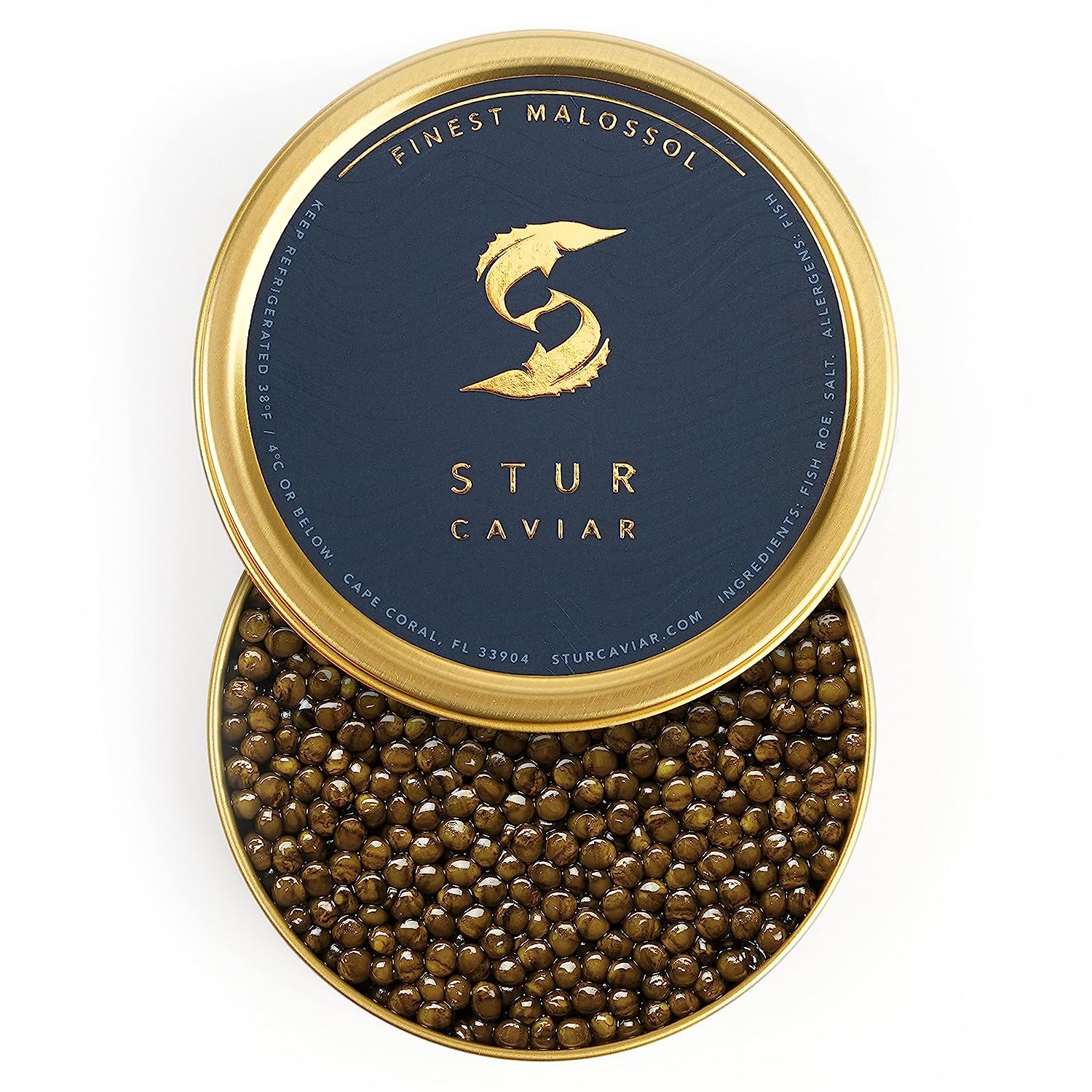 STUR Royal Osetra Sturgeon Caviar - 3.5 OZ / 100 GR - Ossetra Black Roe - OVERNIGHT GUARANTEED