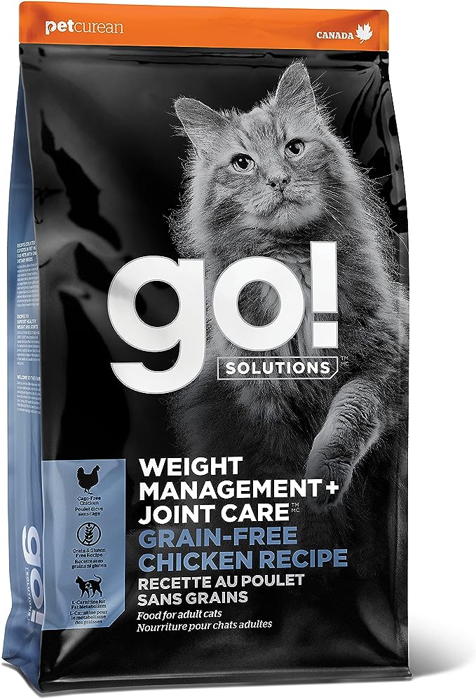 GO! SOLUTIONS Weight Management + Joint Care Grain-Free Chicken Recipe for Cats, 16 lb Bag - Weight Control Cat Food for Adult and Seniors
