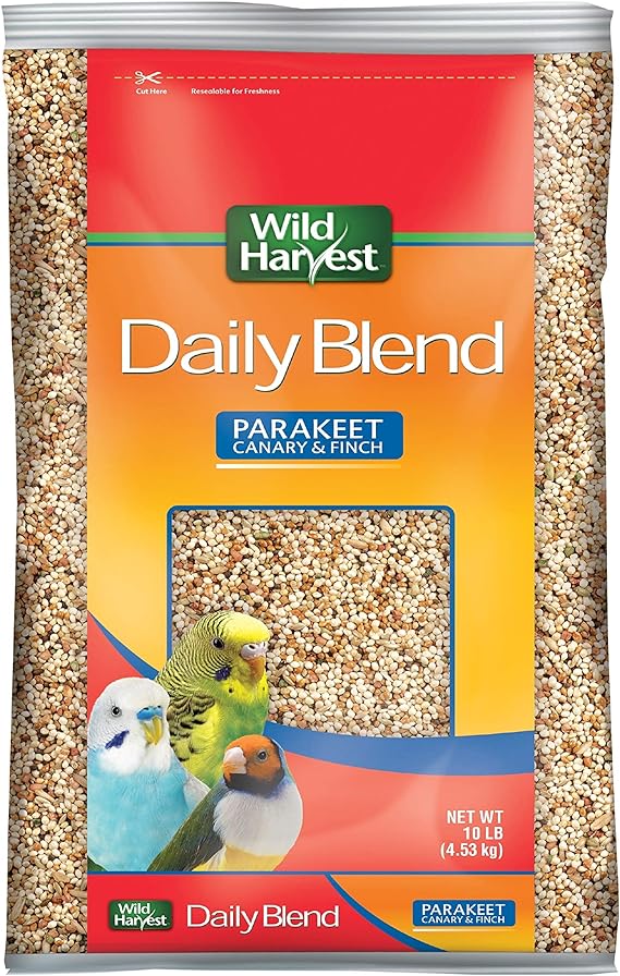 Wild Harvest Daily Blend Nutrition Diet for Parakeet, Canary and Finch, Orange flavored, 10 Pounds