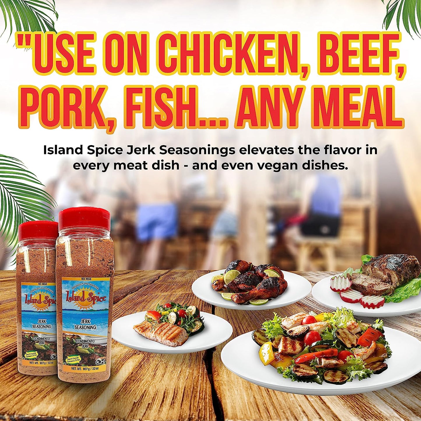Island Spice Jerk Seasoning 32 ounces - Gluten-Free Vegan-Friendly Dry Rub with Real Jamaican Pimento - Authentic Jerk Flavors and Spice Blend - Use on Chicken, Pork, Beef, Seafood, and Vegan Dishes