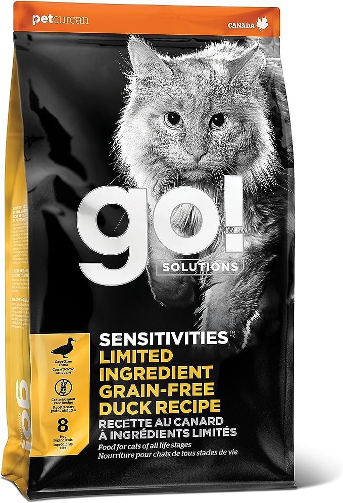 GO! SOLUTIONS SENSITIVITIES Limited Ingredient Dry Cat Food, 16 lb - Grain Free Duck Recipe - Cat Food to Support Sensitive Stomachs