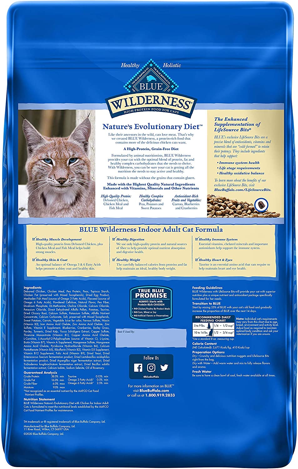 cat whiskas Blue Buffalo Wilderness High Protein, Natural Adult Indoor Dry Cat Food, Chicken 11-lb