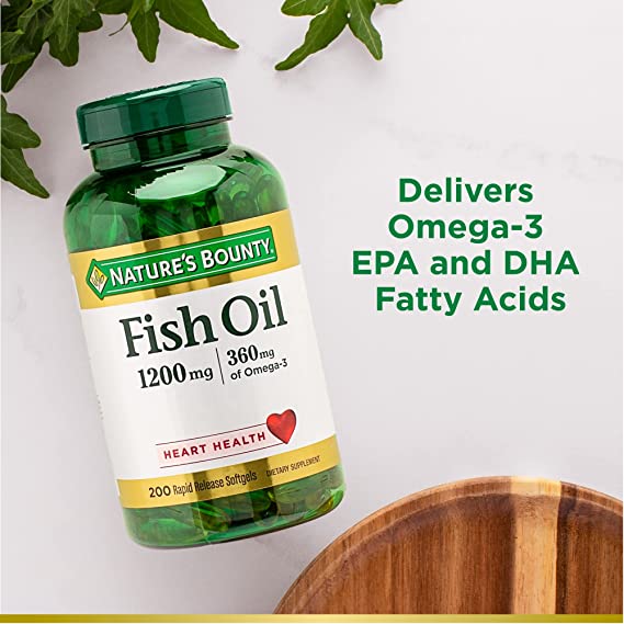 Nature's Bounty Fish Oil, Supports Heart , 1200 Mg, Softgels, 200 Ct